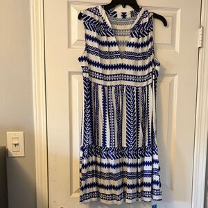 Cupshe Blue and White Geometric Midi Dress